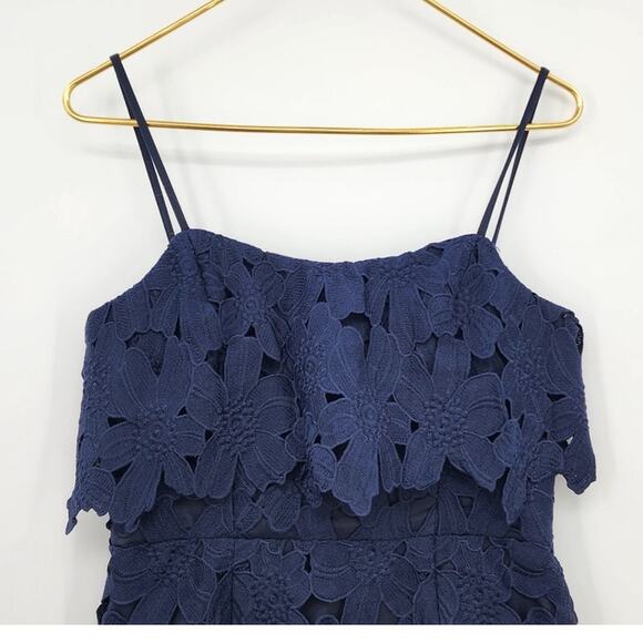 New NWT Black Halo Ora Lace‎ Sheath Party Navy Blue Foral Mini Dress Size 6 - Picture 8 of 16